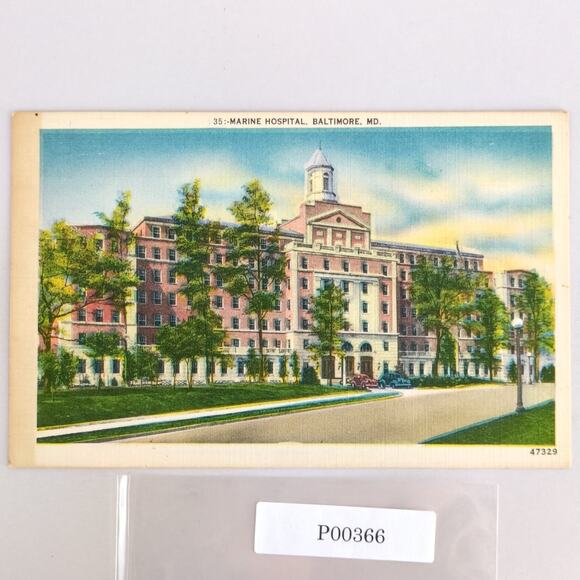 Marine Hospital Baltimore Maryland Vintage Linen Postcard 1940s Building - Picture 1 of 2